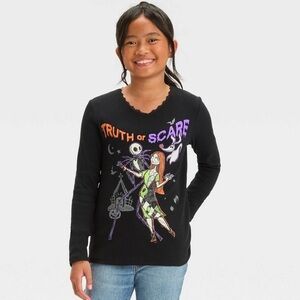 NIGHTMARE BEFORE CHRISTMAS RIB KNIT TOP - BLACK SIZE LARGE (NEW WITH TAGS)